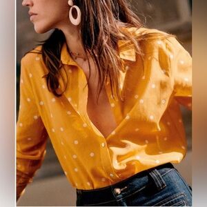 💥Ana Women Button’s Down Mustard Long Sleeve Shirt S